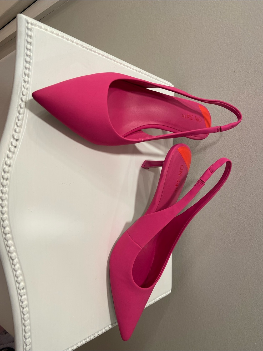 Hot Pink Slingback Pointed-Toe Pumps